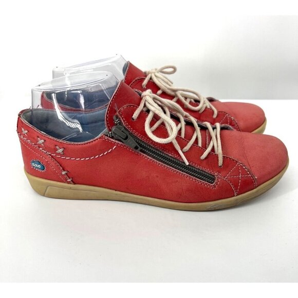 CLOUD Footwear Aika Sneakers leather Lace Up Side Zip Red Comfort Size 38 US 7.5 - Picture 1 of 6